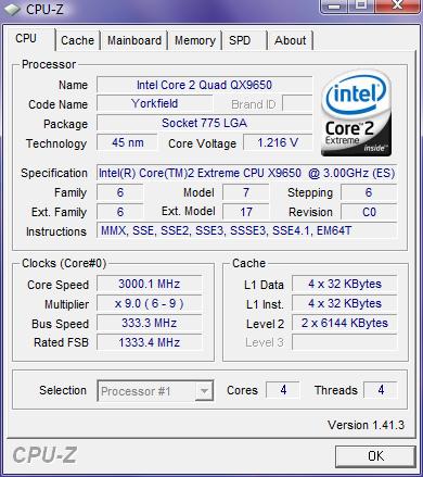 Test du processeur Intel Core 2 QX9650 (Penryn) 