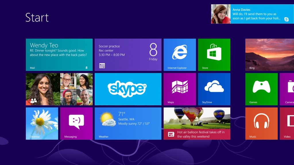 Skype pour Windows 8 - Notifications on Start Screen
