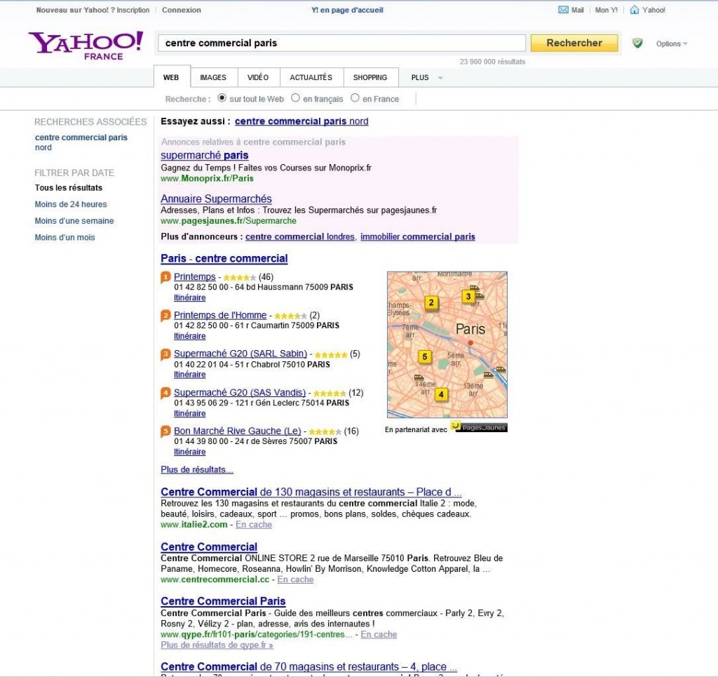 Partenariat PagesJaunes & Yahoo