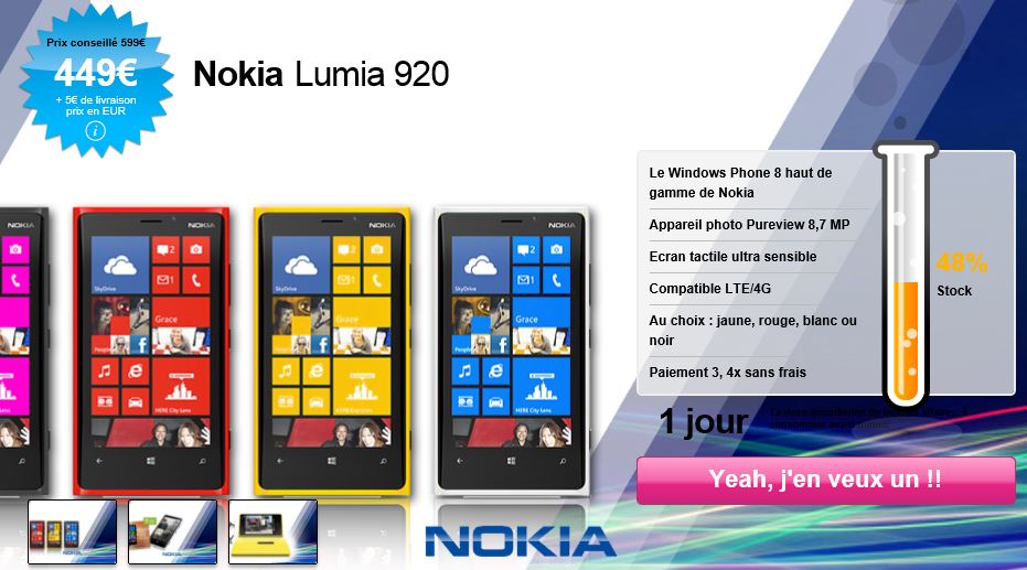 Nokia Lumia 920 (WP8) - Offre QoQa